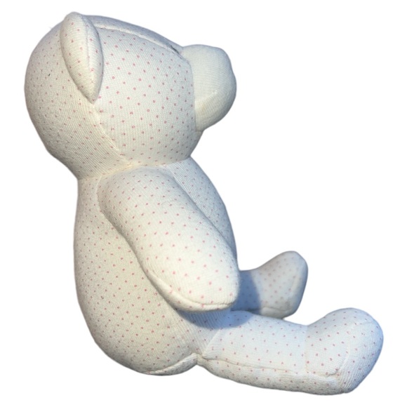 Old Navy Stuffed Plush Cloth Teddy Bear Pink Cream Ivory Polka Dot Rattle 9" - Picture 4 of 7